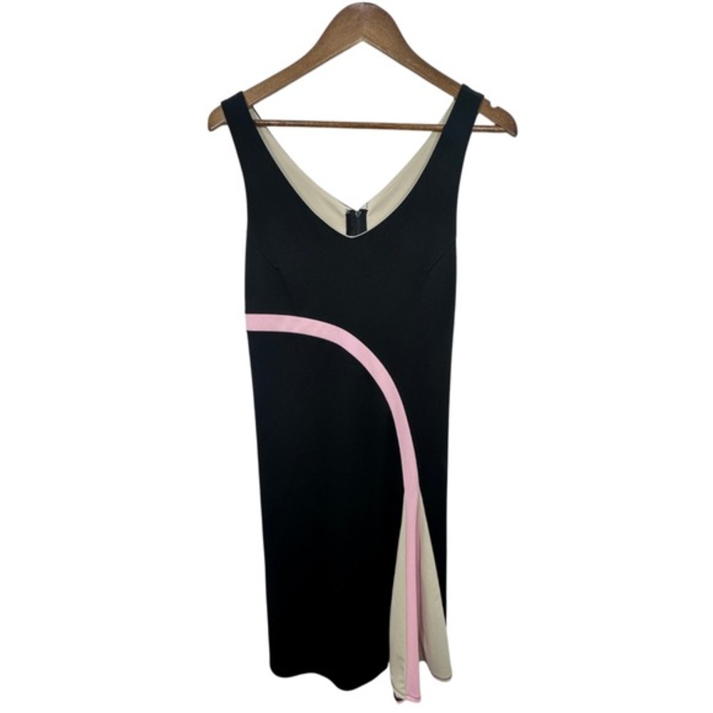 Vintage 90s Y2K Grunge Babydoll Dress Black Pink‎ Cream Color Block Fit & Flare